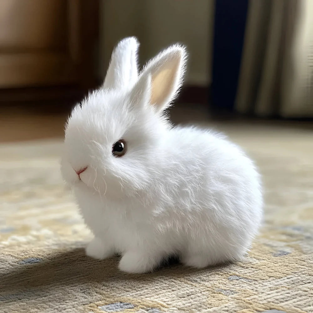 Sitting Rabbit Figurine Lifelike Soft Textured Finish Weighted Base