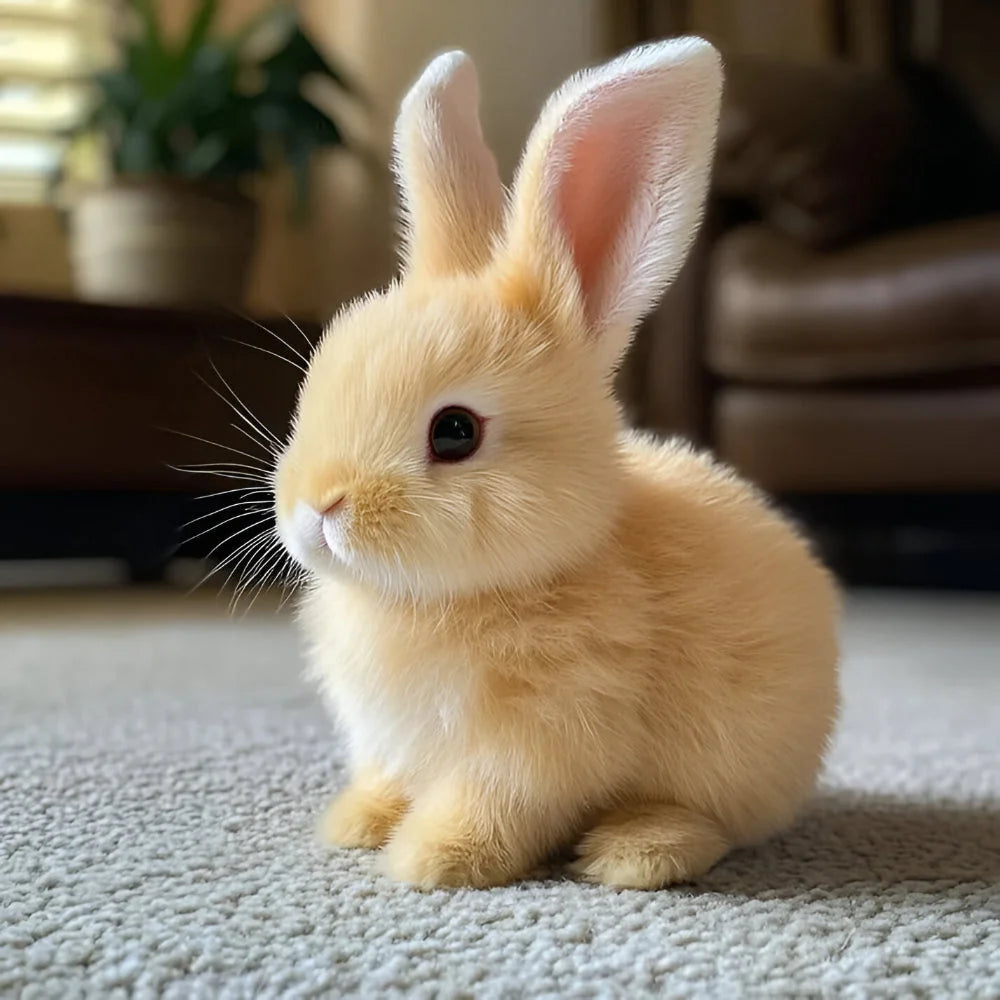Sitting Rabbit Figurine Lifelike Soft Textured Finish Weighted Base