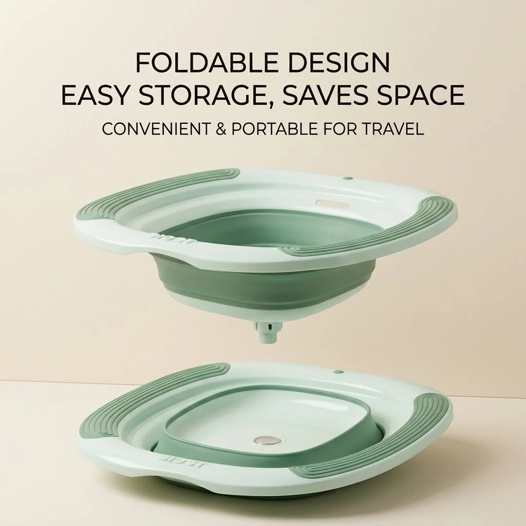 Sitz Bath Basin Foldable Press-to-Drain Outlet