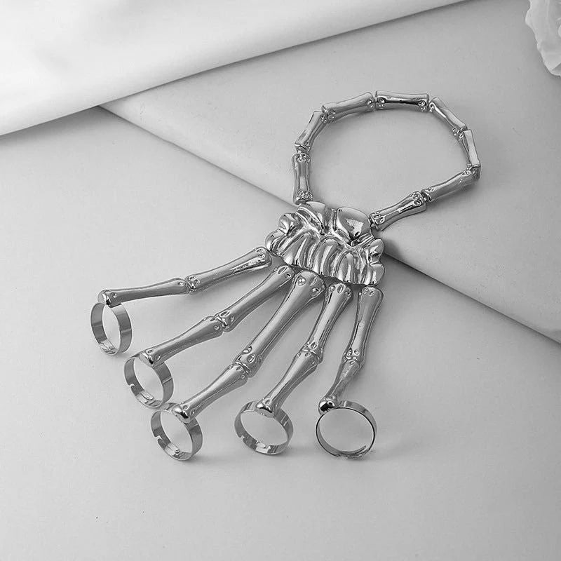 Skeleton Hand Chain Bracelet Flexible Adjustable Metal Links