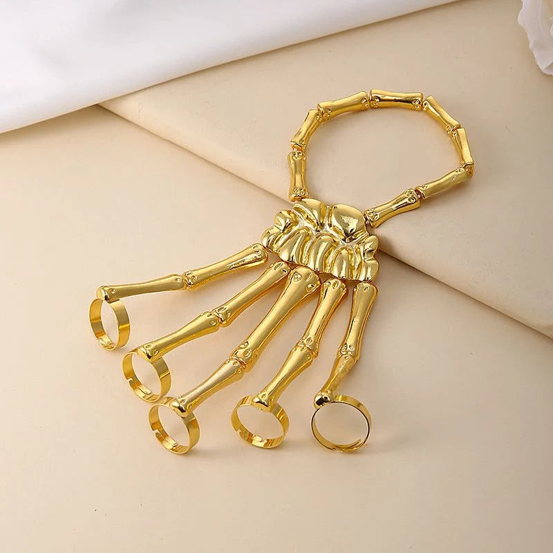 Skeleton Hand Chain Bracelet Flexible Adjustable Metal Links