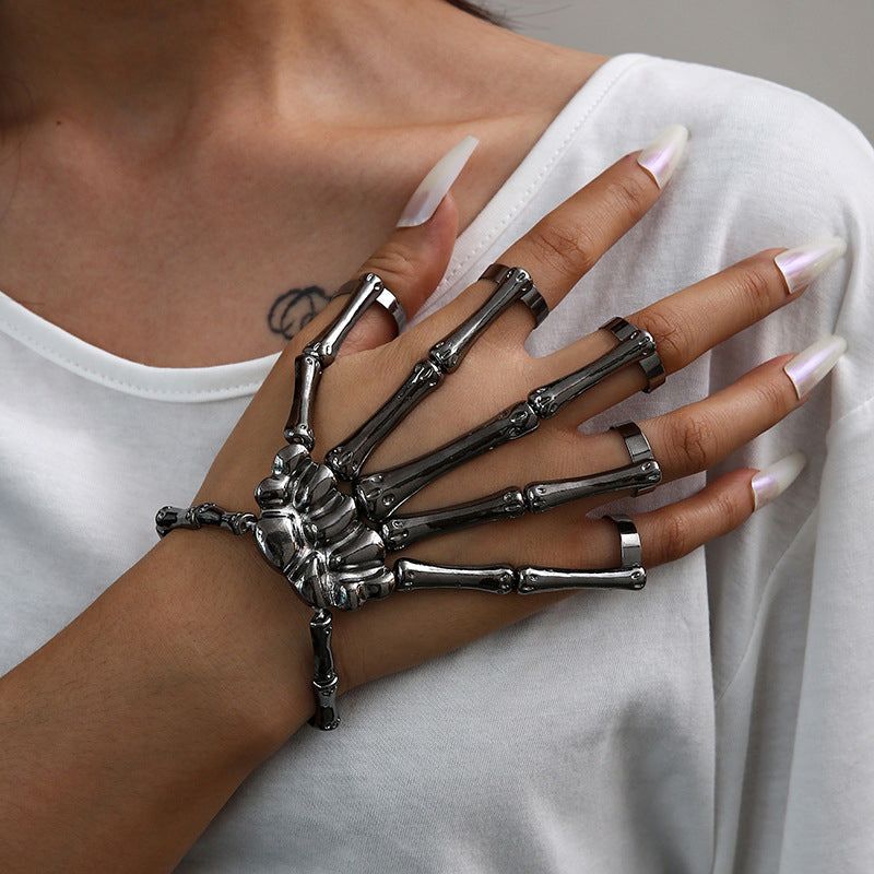 Skeleton Hand Chain Bracelet Flexible Adjustable Metal Links