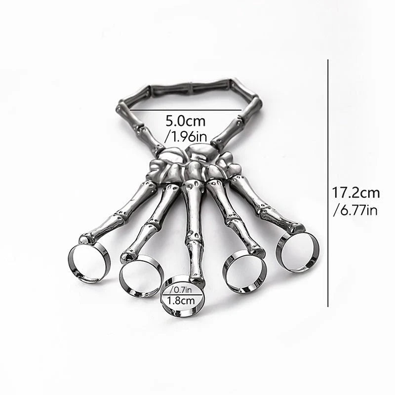 Skeleton Hand Chain Bracelet Flexible Adjustable Metal Links