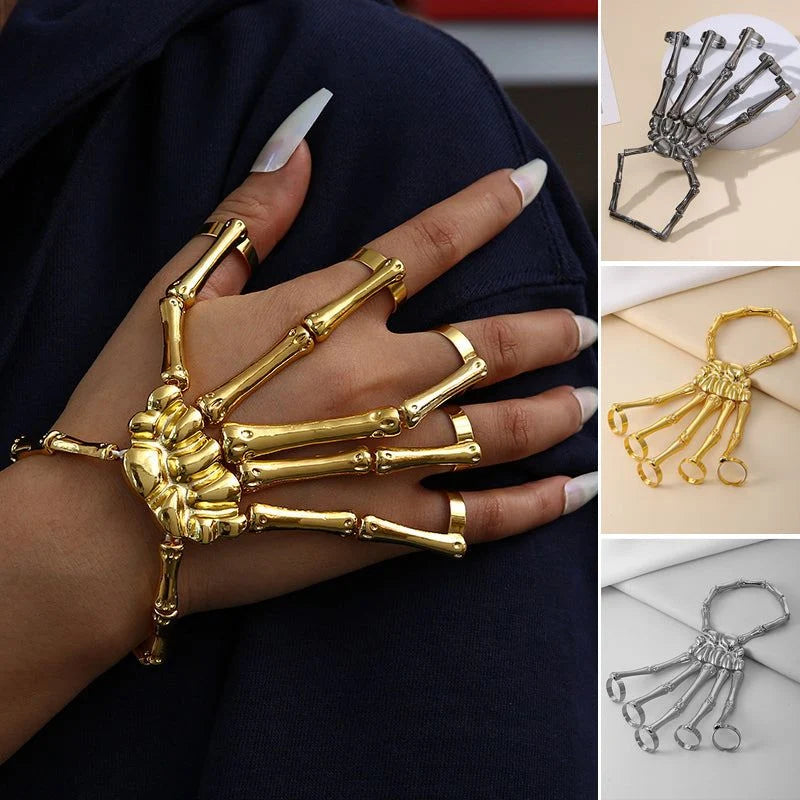 Skeleton Hand Chain Bracelet Flexible Adjustable Metal Links