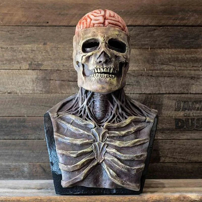 Skeleton Mask Full-Head Stretchy Latex Exposed Brain