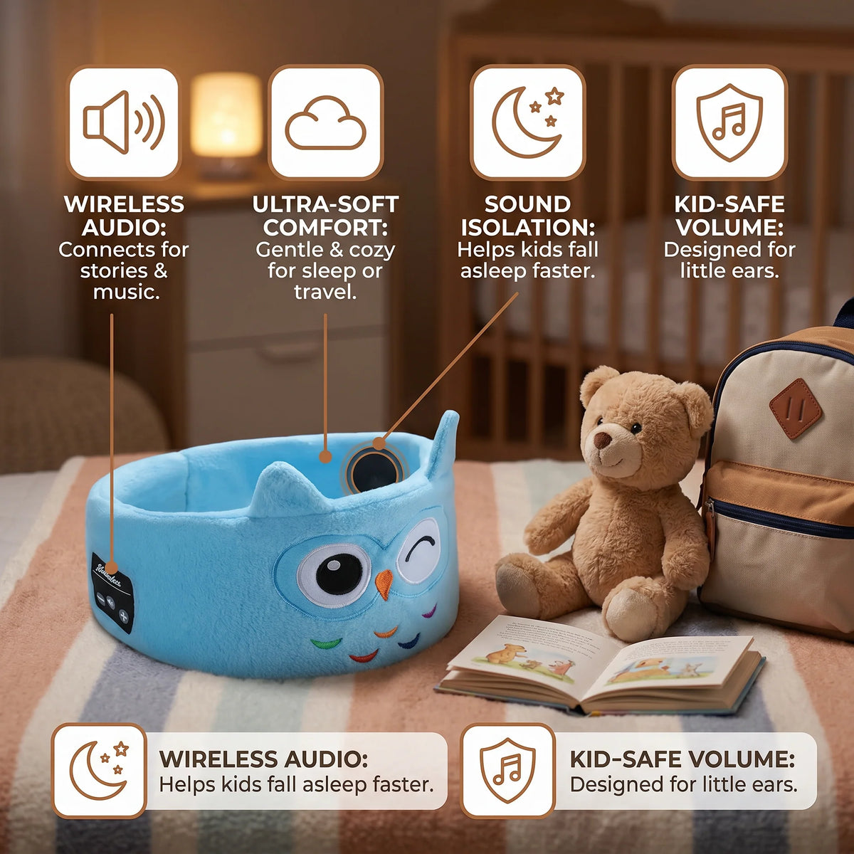 Sleep Headband Built-In Wireless Speakers Side-Sleeper Friendly