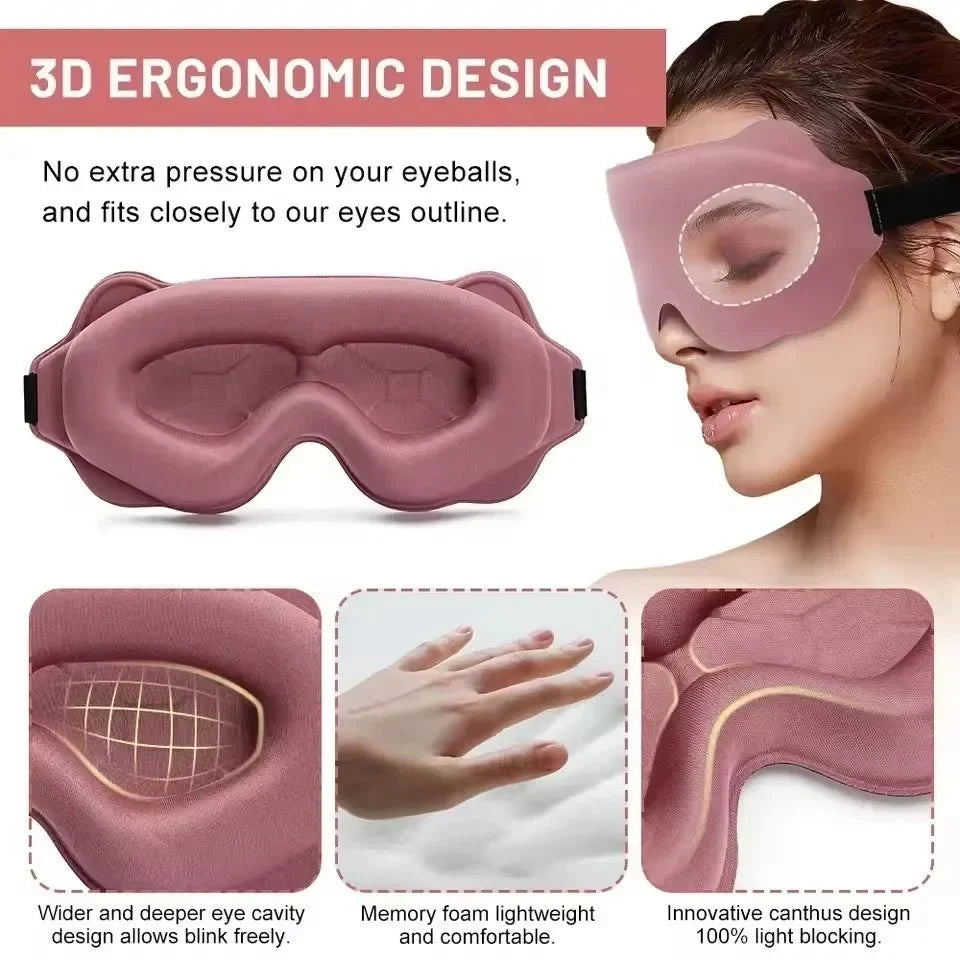 Sleep Mask 6D Contoured Memory Foam Light-Blocking