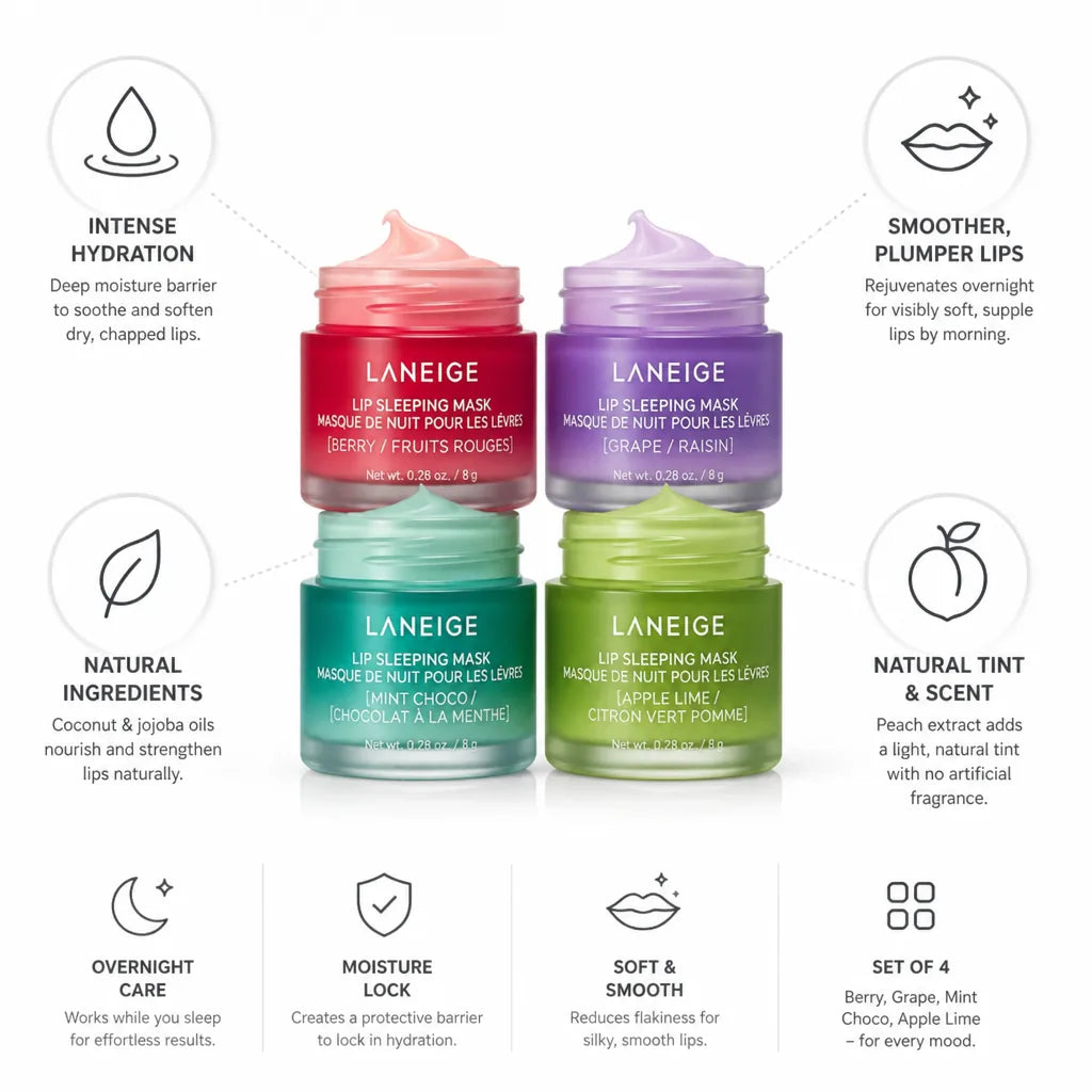 Sleeping Lip Mask Moisturizing & Plumping Set of 4