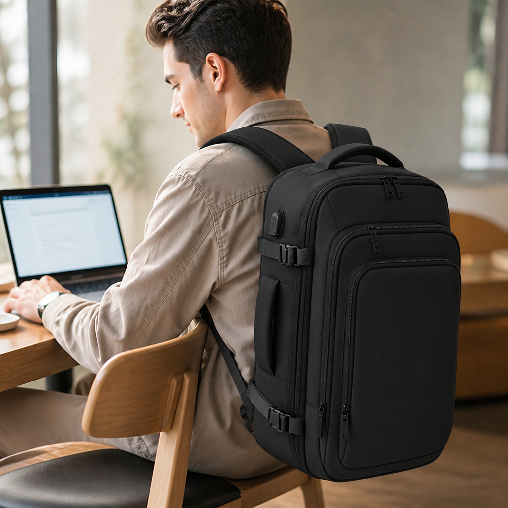 Slim Lightweight Water-Resistant Travel Backpack (Padded Laptop Sleeve)