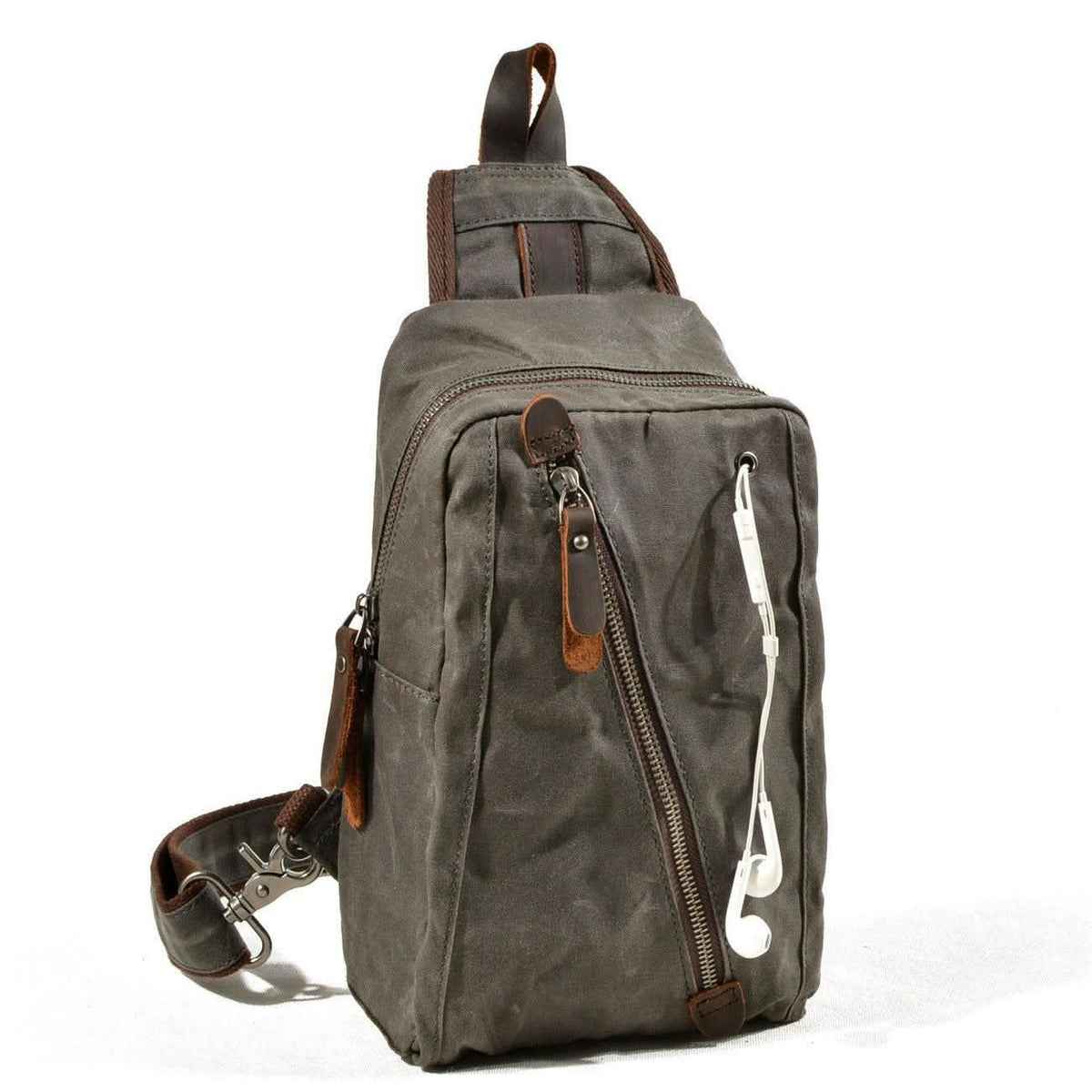 Sling Backpack Canvas Multiple Compartments Compact Design
