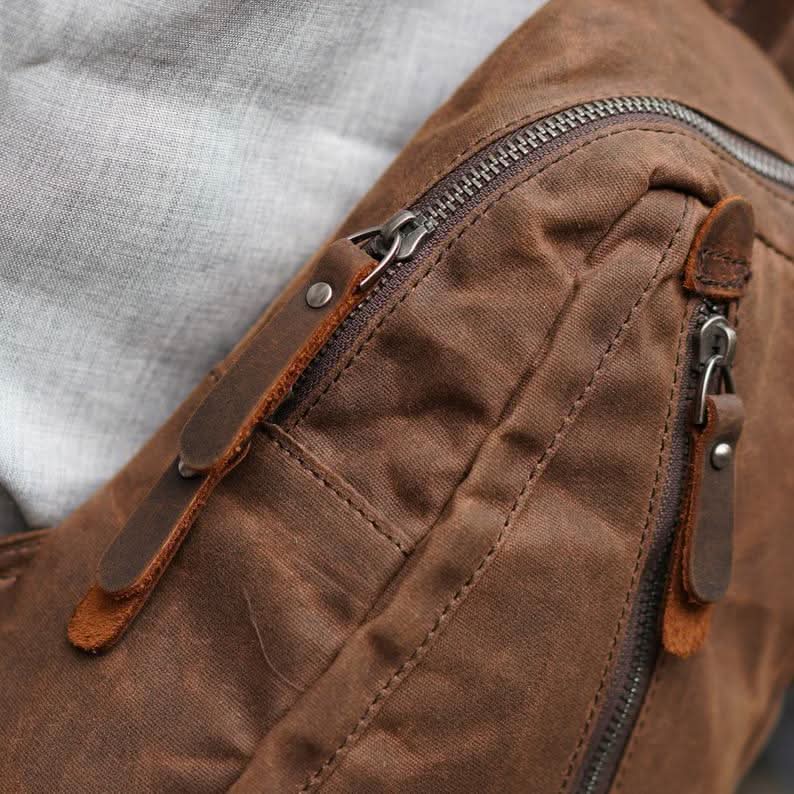 Sling Backpack Canvas Multiple Compartments Compact Design