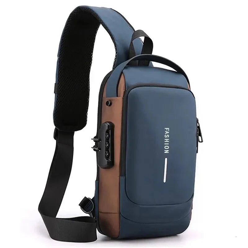 Sling Bag Anti-Theft Combination Lock USB Charging Port