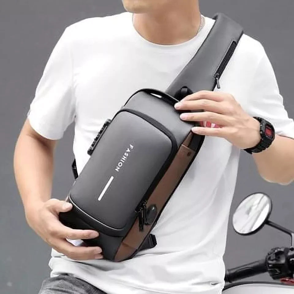 Sling Bag Anti-Theft Combination Lock USB Charging Port