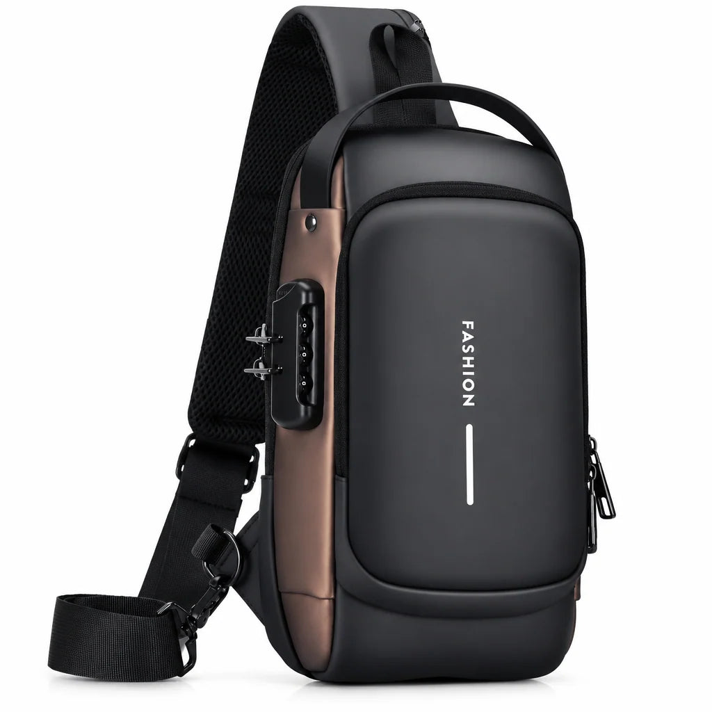 Sling Bag Crossbody Water-Resistant PU Leather Charging Port