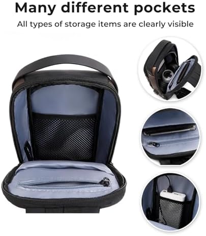 Sling Bag Crossbody Water-Resistant PU Leather Charging Port
