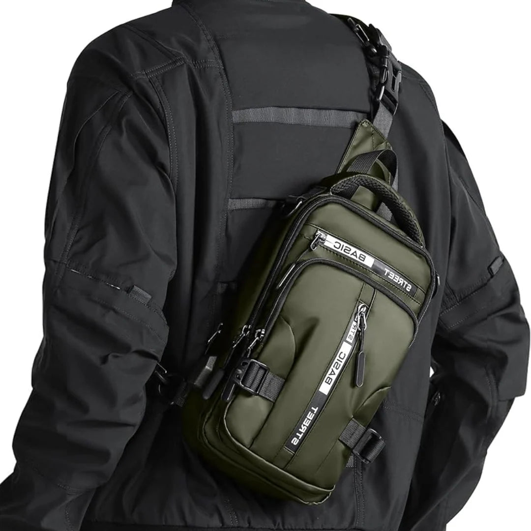 Sling Bag Lightweight Nylon Multiple Pockets