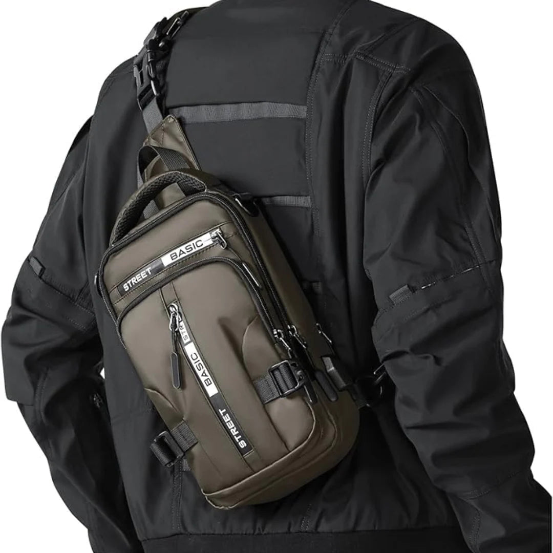 Sling Bag Lightweight Nylon Multiple Pockets