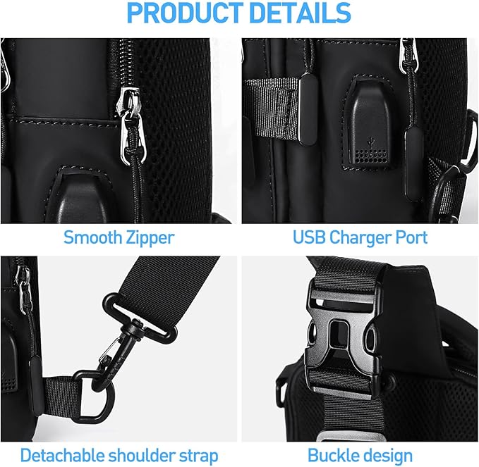 Sling Bag Lightweight Nylon Multiple Pockets