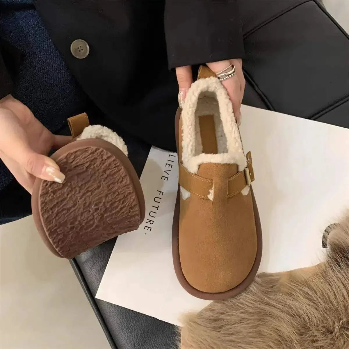Slip-On Sneakers Warm Fleece Lined Retro Style