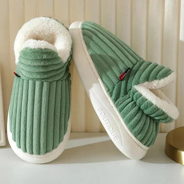 Slippers Ankle-High Flannel Fleece Non-Slip Sole & Cushioned Footbed