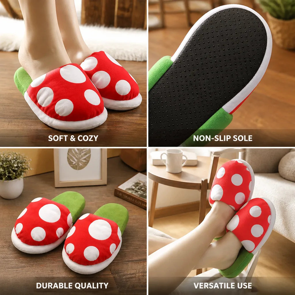 Slippers Cartoon Plant Plush Cotton-Filled Non-Slip Sole