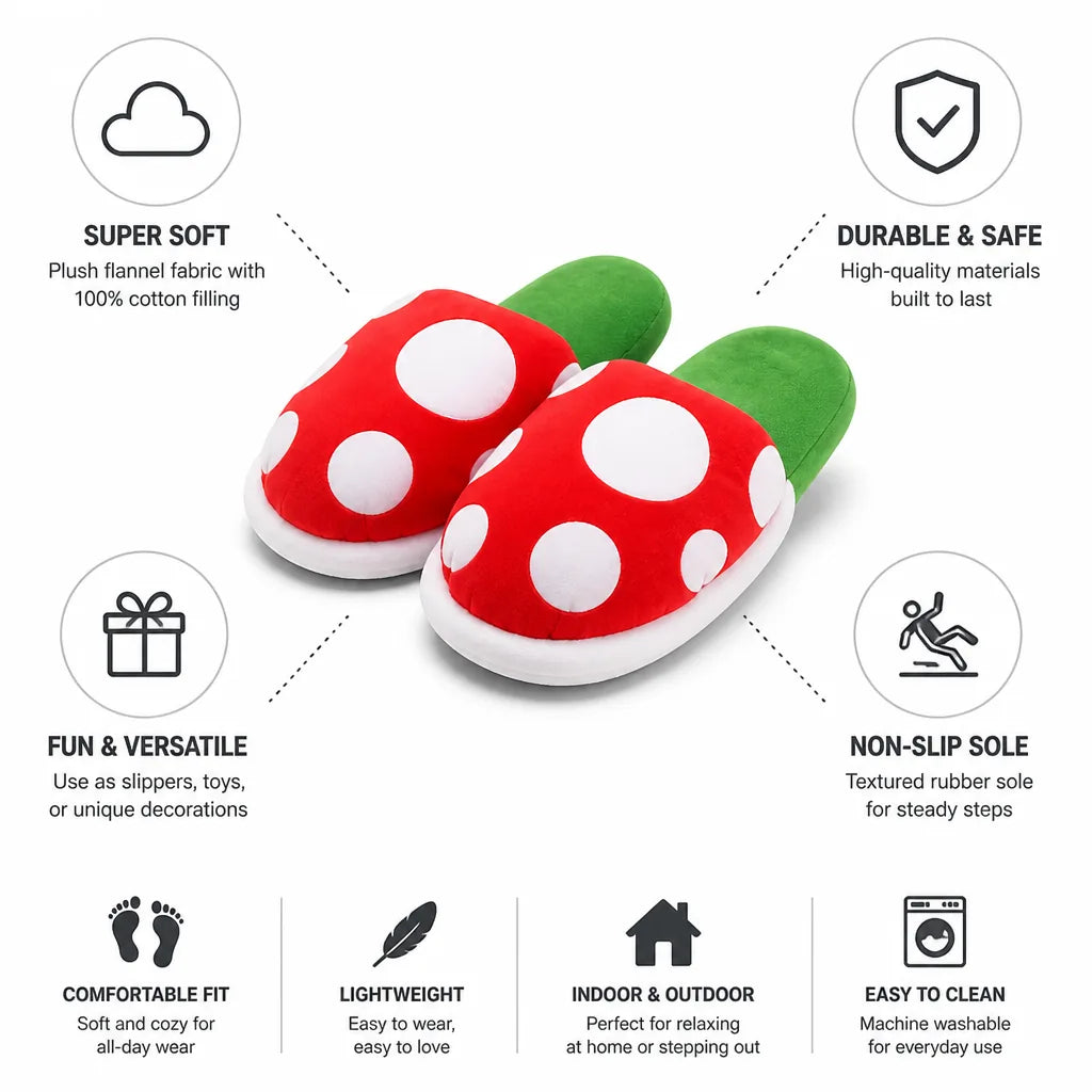 Slippers Cartoon Plant Plush Cotton-Filled Non-Slip Sole