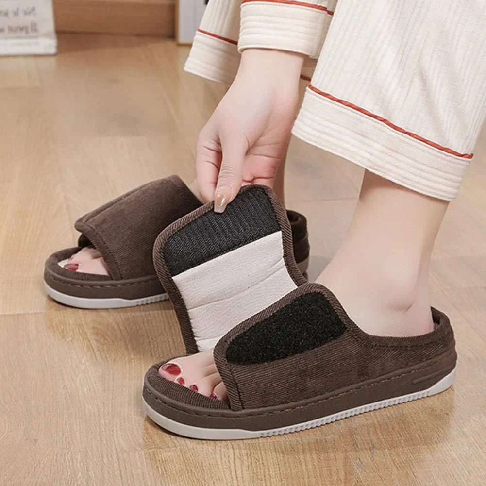 Slippers Extra-Wide Fit Adjustable Strap Open Toe