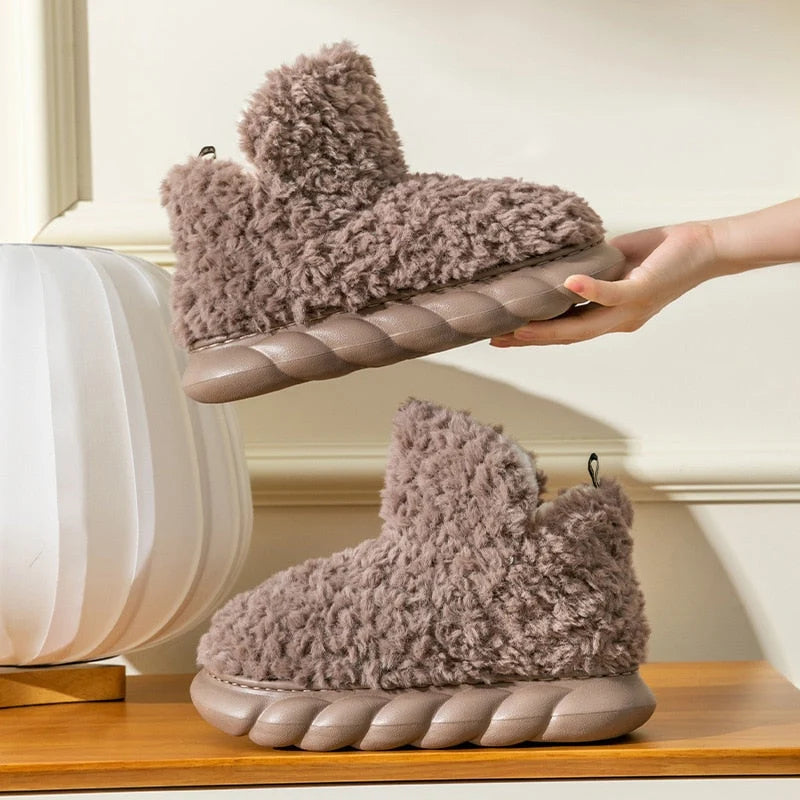 Slippers Memory Foam Insole Plush Lining Non-Slip Sole