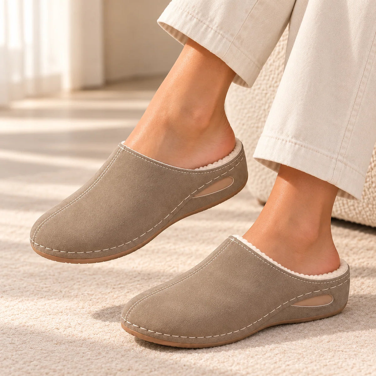 Slippers Plush Lined Arch Support Cushioned Sole