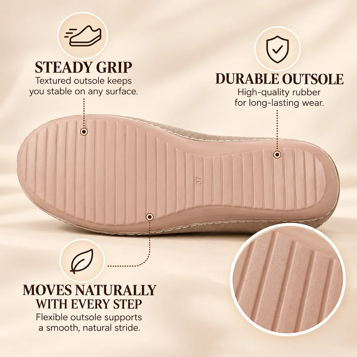 Slippers Plush Lined Arch Support Cushioned Sole