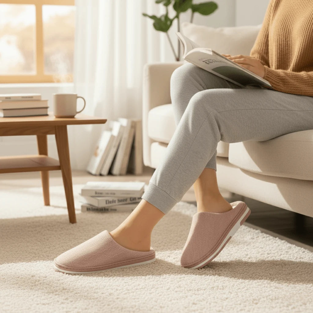 Slippers Soft Plush Lining Non-Slip Rubber Sole