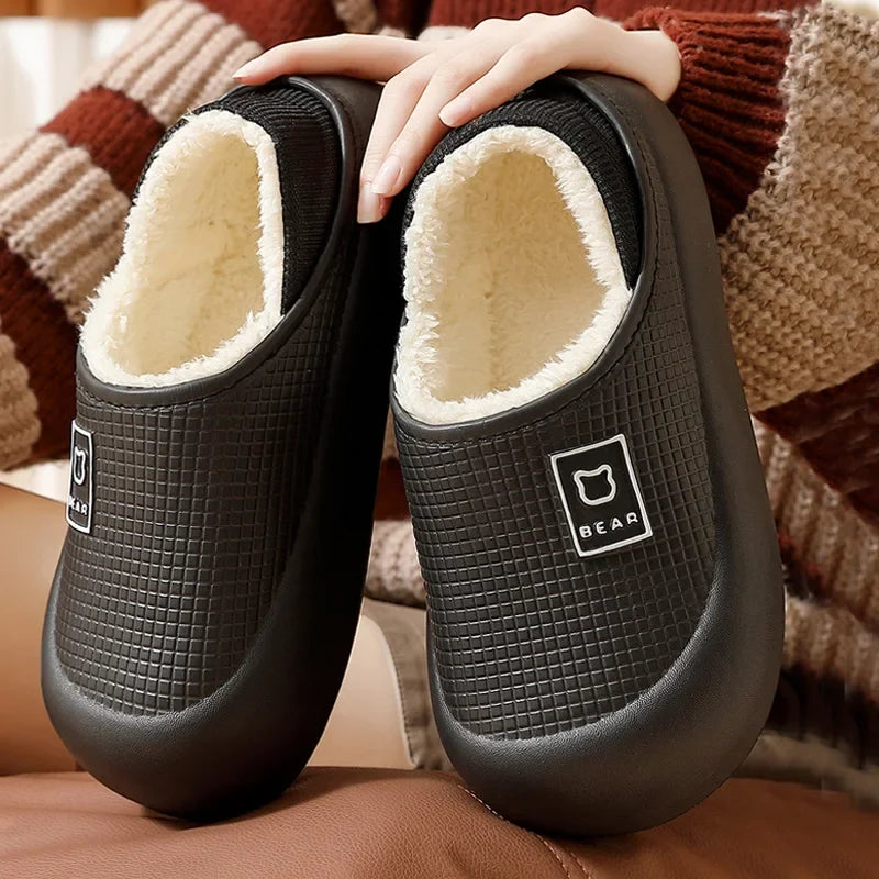 Slippers Waterproof Plush-Lined Thick Non-Slip Sole
