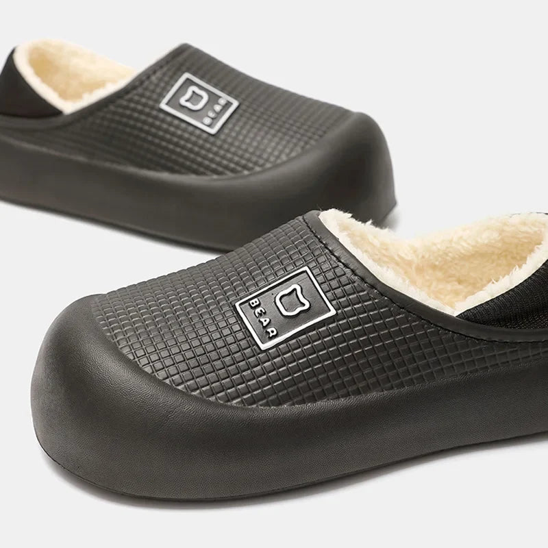 Slippers Waterproof Plush-Lined Thick Non-Slip Sole