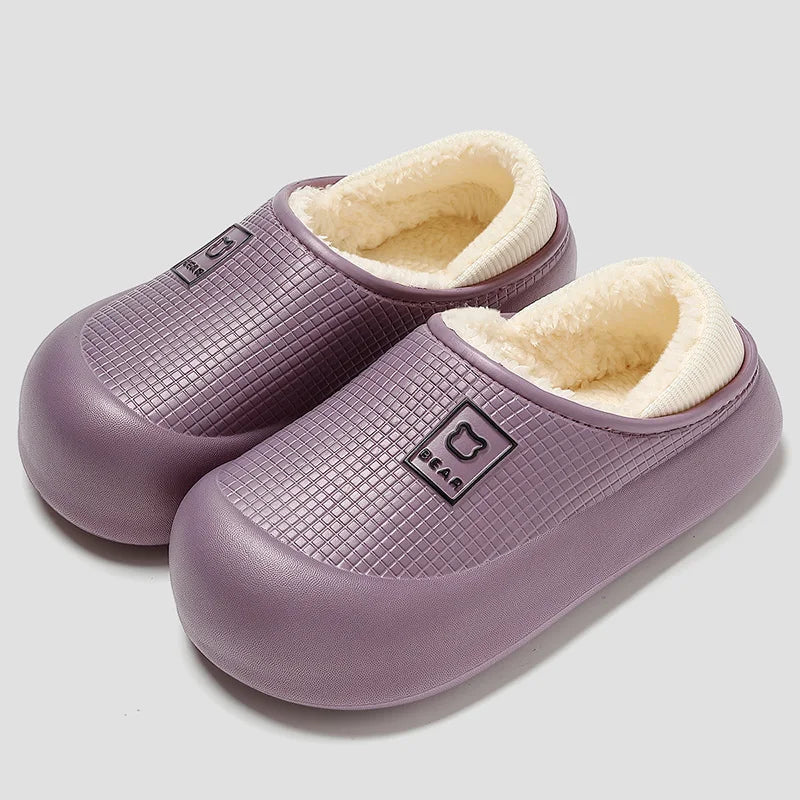 Slippers Waterproof Plush-Lined Thick Non-Slip Sole