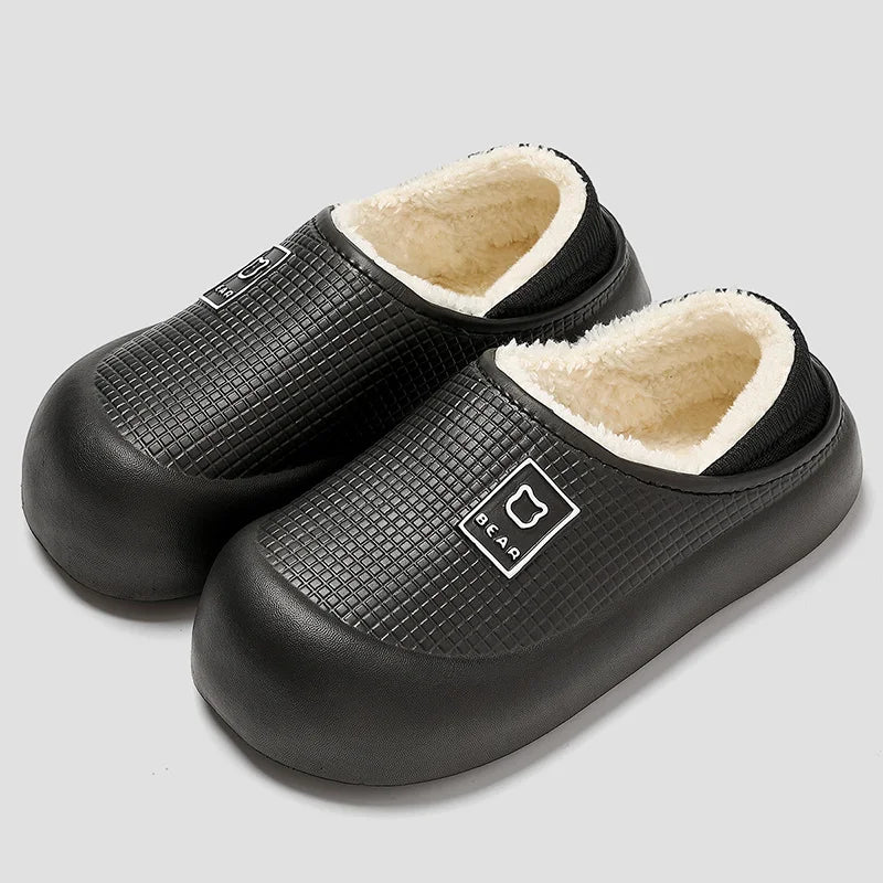 Slippers Waterproof Plush-Lined Thick Non-Slip Sole