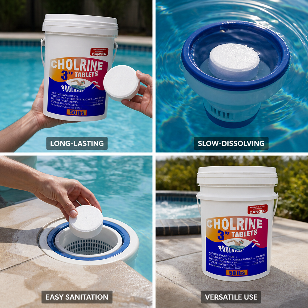 Slow-Dissolving Stabilized Chlorine Tablets (3 Inch, 50 lb)