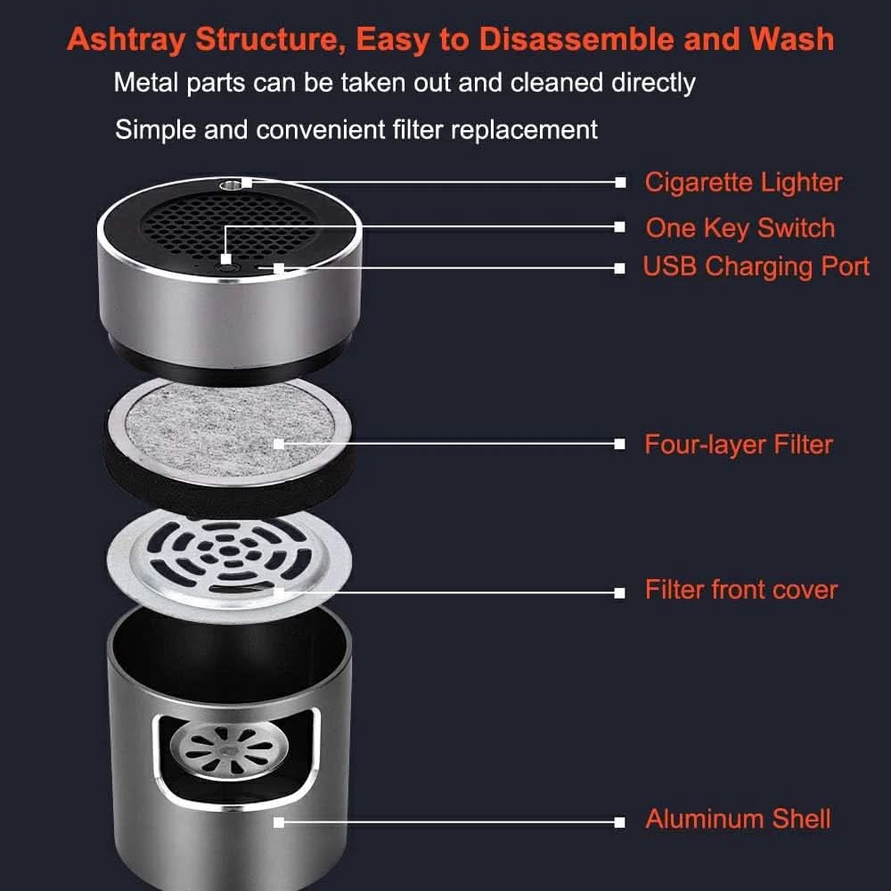 Smart Ashtray USB Rechargeable Smoke & Odor Purifier