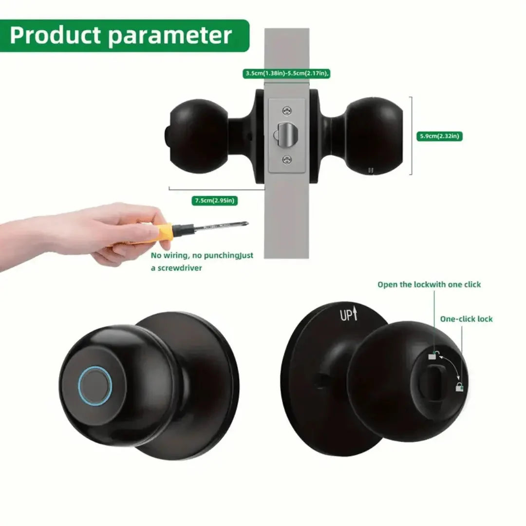 Smart Door Lock Fingerprint App Control Backup Keys