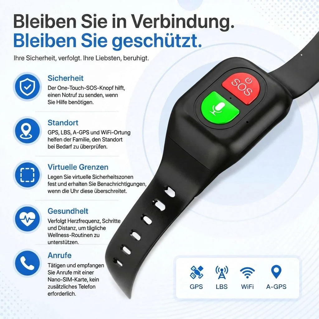 Smartwatch SOS Button GPS Tracking 4G Standalone Calling