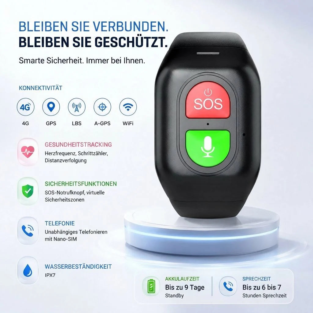 Smartwatch SOS Button GPS Tracking 4G Standalone Calling