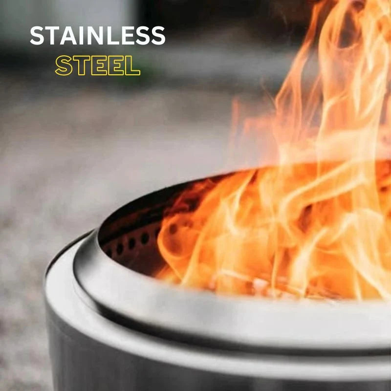 Smokeless Fire Pit Stainless Steel Removable Ash Tray Carrying Bag Included