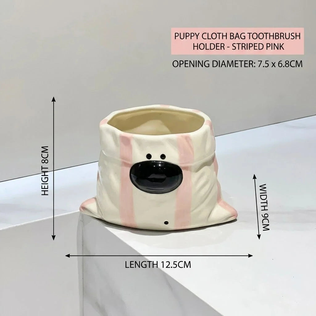 Snack Bowl Ceramic With Chopstick Holder & Puppy Design