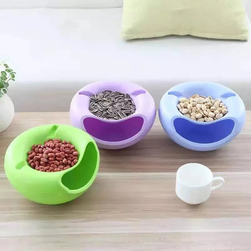 Snack Dish Double-Layer With Built-In Phone Holder