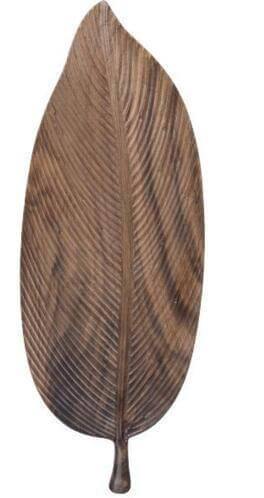 Snack Serving Tray Walnut Wood Leaf-Shaped Design Lined or Smooth Finish