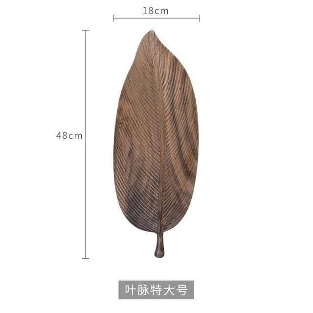 Snack Serving Tray Walnut Wood Leaf-Shaped Design Lined or Smooth Finish