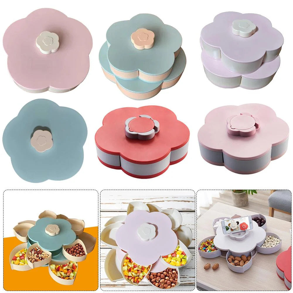 Snack Storage Box Rotating Lid 10 Compartments