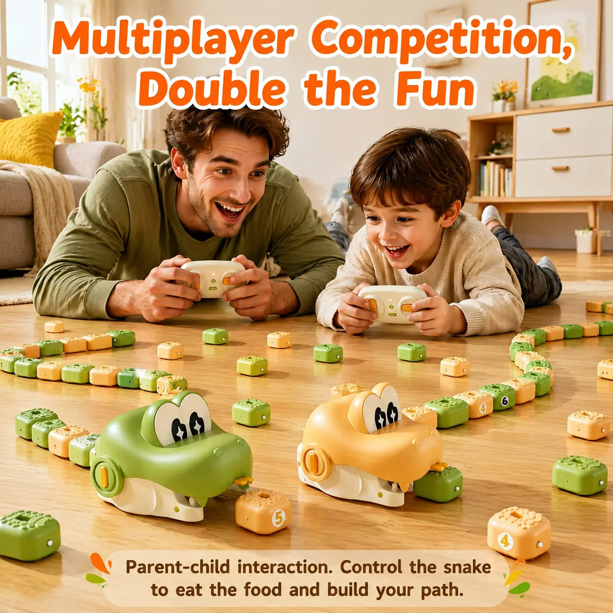 Snake Toy Remote-Controlled USB Rechargeable With 8 Food Pieces
