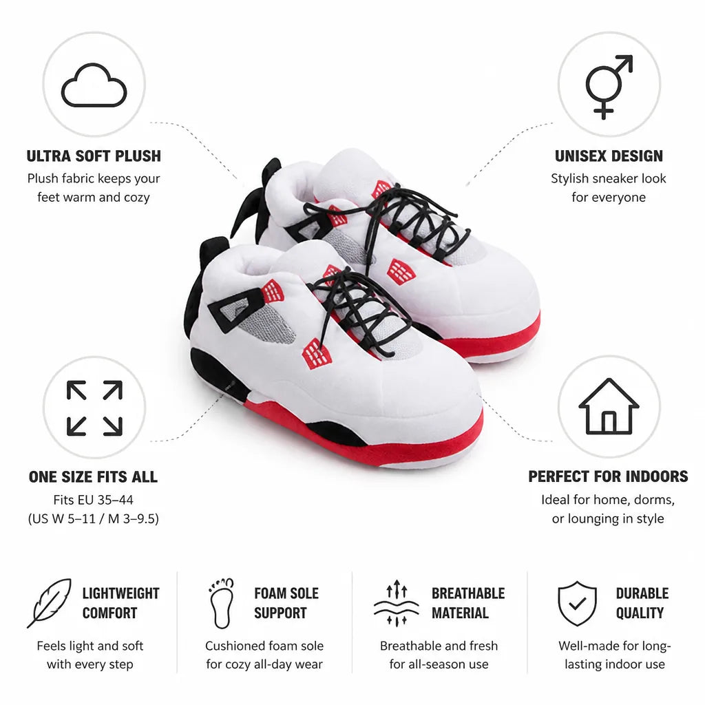 Sneaker Slippers Unisex Plush Foam Sole One Size