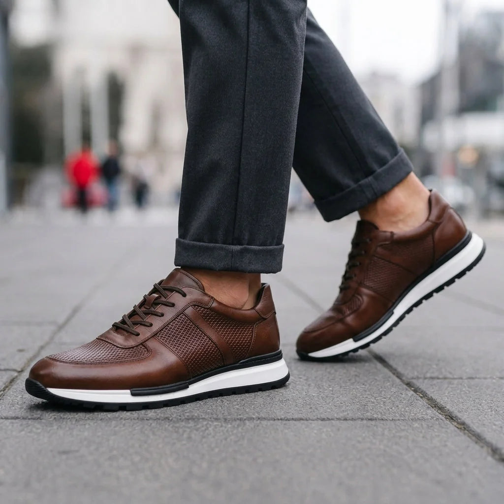 Sneakers Genuine Leather Low Profile Padded Collar