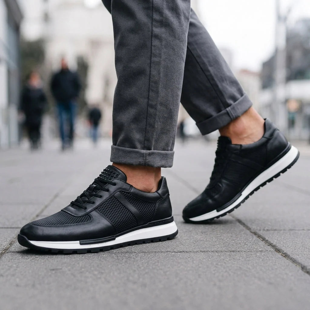 Sneakers Genuine Leather Low Profile Padded Collar